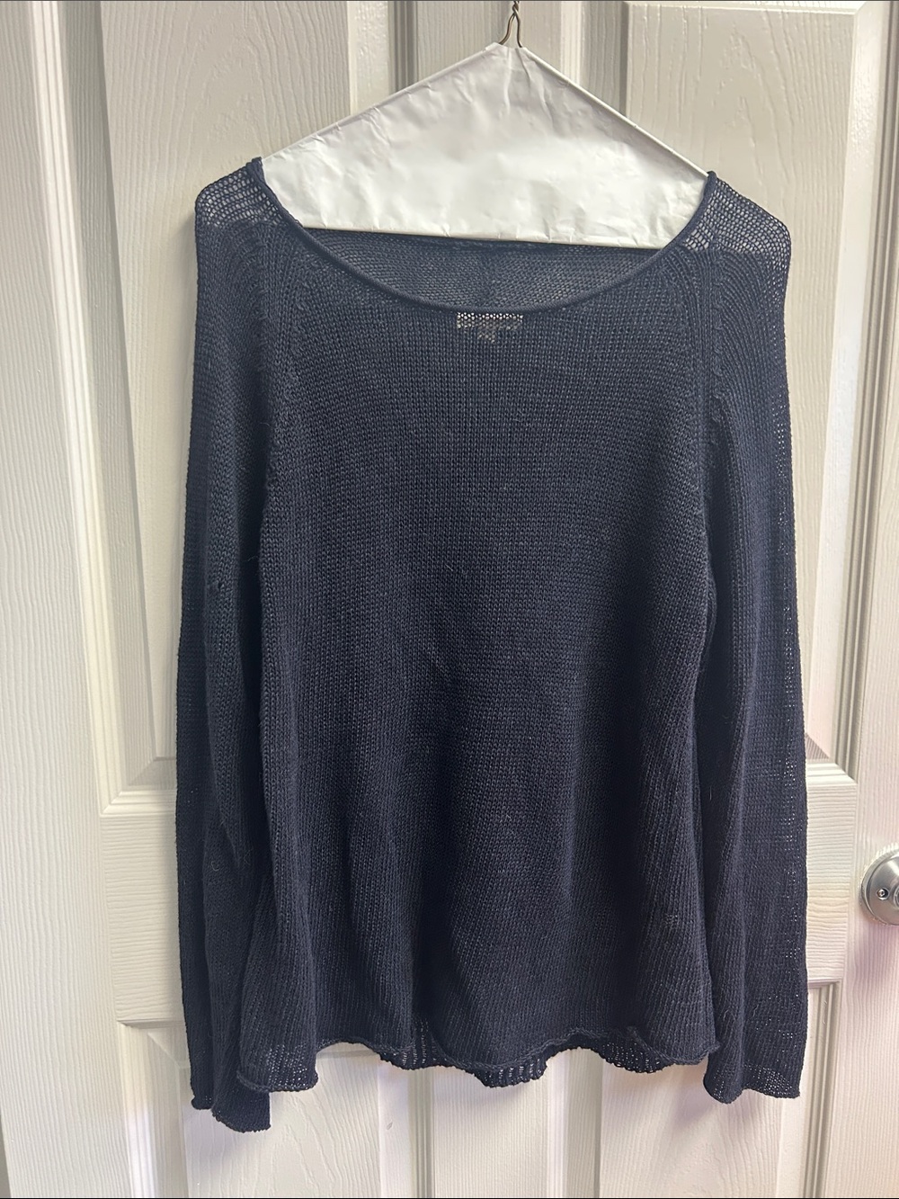 Eileen Fisher Navy Scoop Neck Lightweight Knit Sweater